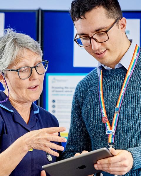 NHS librarian with nurse