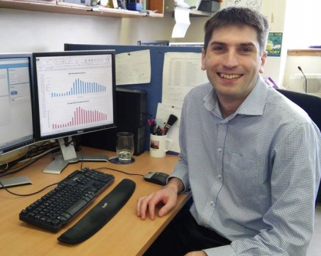scientist smiling to camera