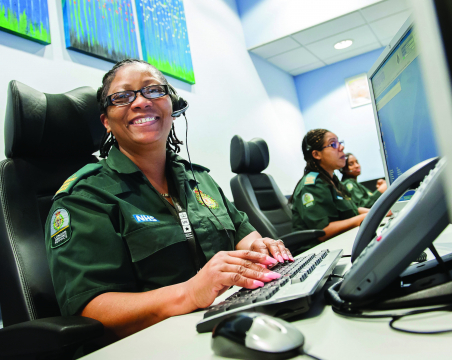emergency medical dispatcher smiling