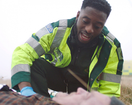 paramedic with patient
