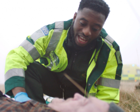 paramedic with road traffic accident victim