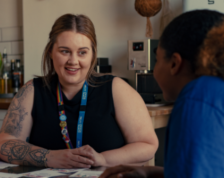 nurse talking to patient