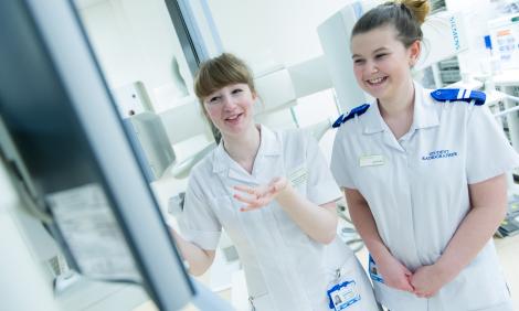 Radiographers laughing Radiographers laughing
