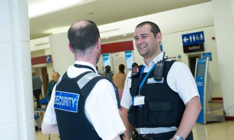 security guards talking