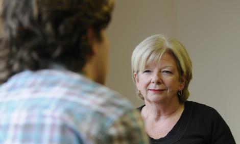 social worker talking