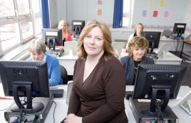 health informatics trainer with computers