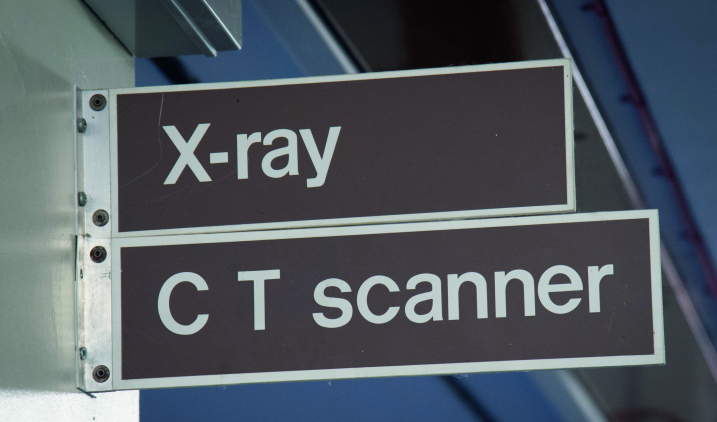 Sign indicating X-ray and CT scanner
