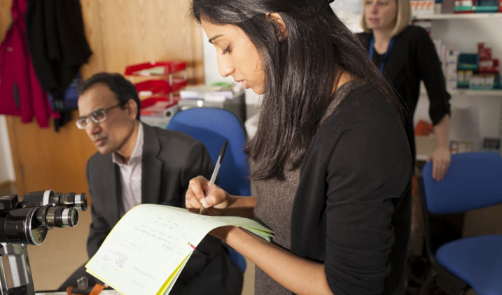 orthoptic support worker taking notes